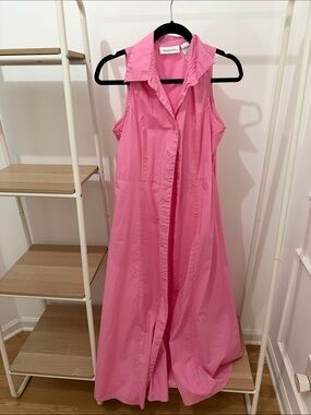 Chadwicks Vibrant Pink Button-Front Maxi Dress